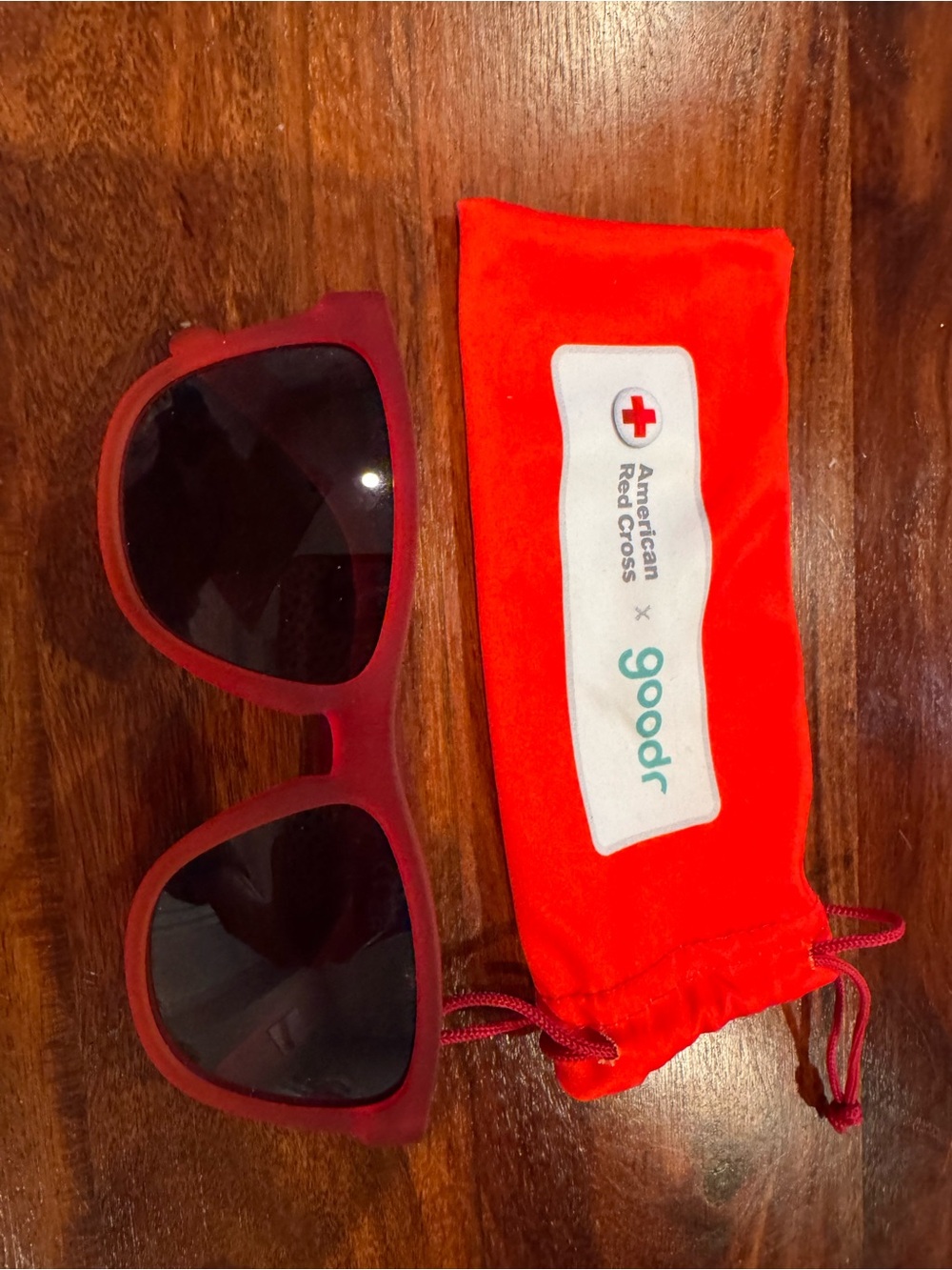 Goodr RED American Red Cross Sunglasses with pouch. Never been worn.